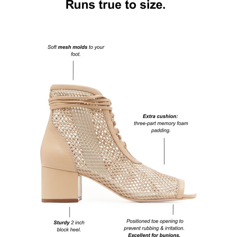 Daniella Sheval Nola Mesh Lace Leather Open Toe Ankle Boot Beige Nude 36.5 /Us 6 — image 8 of 8